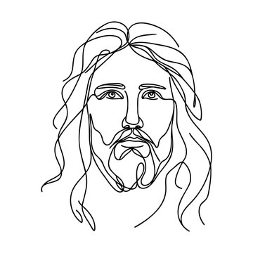recommend clip art: Continuous one line drawing of Jesus face