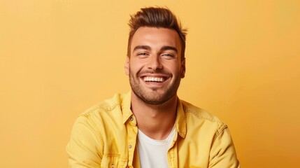 Fototapeta premium Radiant Smile and Positivity - A Man's Portrait in Natural Light - Generative AI