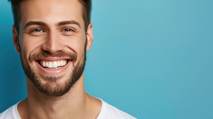 Radiant Smile and Positivity - A Man's Portrait in Natural Light - Generative AI - obrazy, fototapety, plakaty
