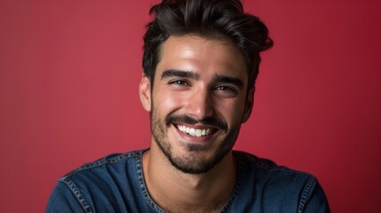Obraz premium Radiant Smile and Positivity - A Man's Portrait in Natural Light - Generative AI