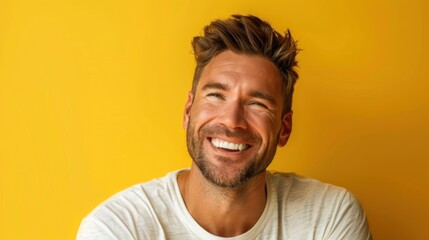 Radiant Smile and Positivity - A Man's Portrait in Natural Light - Generative AI