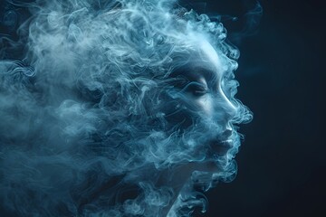 Woman Emitting Smoke From Her Face - obrazy, fototapety, plakaty