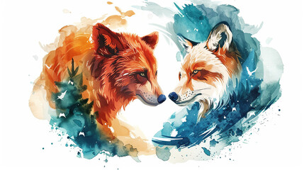 World Habitat wildlife day, watercolor art of endangered species of animals, world Forest and biodiversity. Earth Day or World Wildlife Day concept. Biodiversity. Environmental protection.