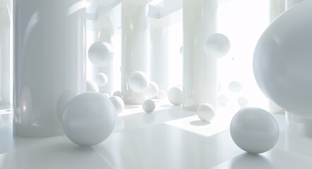 Ballroom Bliss A White Ball-Filled Wonderland Generative AI