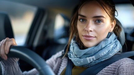 portrait of woman on driving seat