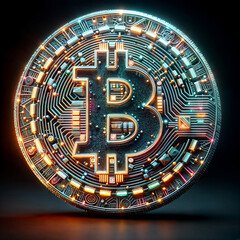 Bitcoin abstract logo multicolor illustration