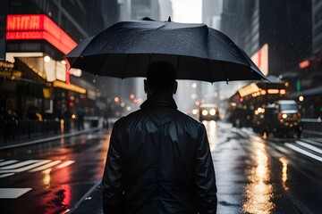 back of person with umbrella