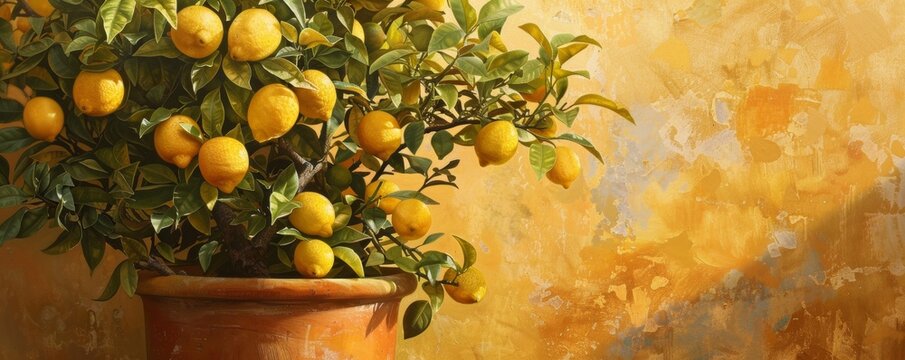 Lemon tree in a terracotta pot