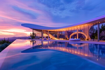 Twilight Oasis: A Modern Architectural Marvel with a View