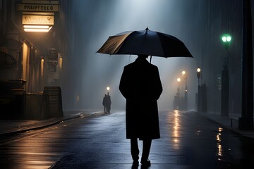 back of person with umbrella