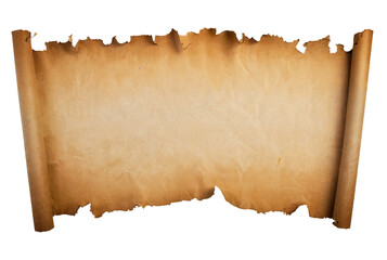 empty old scroll, parchment, transparent background