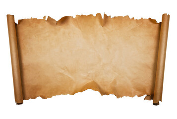empty old scroll, parchment, transparent background