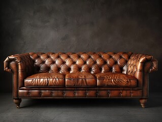 leather sofas with square armrests and wooden legs, exuding modern design elements. The clean background is full of light luxury and exquisite craftsmanship - obrazy, fototapety, plakaty
