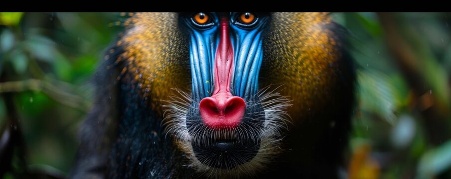 Close-up of a mandrill with vibrant colors