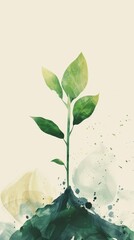 Abstract illustration of a green plant growing