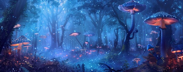 Enchanted Forest A Magical Nighttime Adventure Generative AI - obrazy, fototapety, plakaty