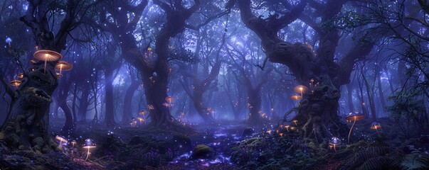 Enchanted Forest A Magical Nighttime Adventure Generative AI