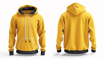 Fall Fashion Yellow Hoodie with Hood Generative AI