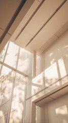 Warm sunlight casting shadows through modern windows