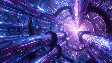 Purple Vortex A Glowing Tube Maze Generative AI