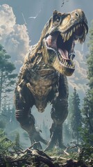 Tyrannosaurus rex in a prehistoric forest