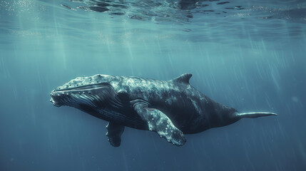  marine mammals blue whale, World Habitat wildlife day, world day of endangered species, world Forest and biodiversity. Earth Day or World Wildlife Day concept. Biodiversity. Environmental protection. - obrazy, fototapety, plakaty