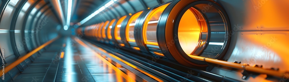 Poster underground freight capsules in a high speed hyperloop system designed for cutting edge transportati