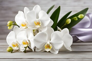 bouquet of white orchids