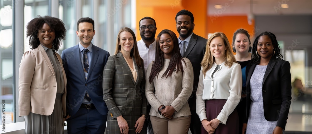 Wall mural embracing diversity in the workplace: a dynamic team showcasing inclusive leadership and collaborati