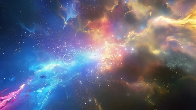 A cosmic display of colorful energy bursts creating a sense of infinite possibilities.