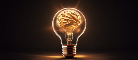 a light bulb with a brain inside - obrazy, fototapety, plakaty