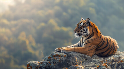 Earth Day or World Wildlife Day concept. near extinction tiger , leopard, lion , Save our planet, protect green nature and endangered species, biological diversity theme