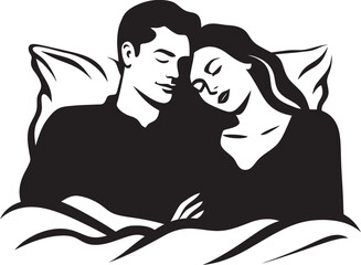 Affectionate Artistry Couple Logo Design Cozy Comfort Bed Vector Symbol
