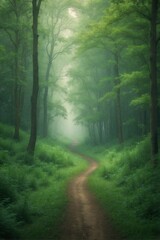 Obraz premium Green, Beautiful Soft Light, Forest View