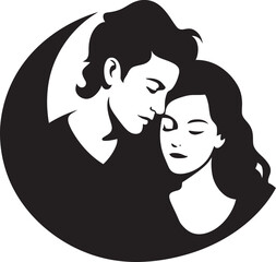 Affectionate Artistry Couple Emblem Design Cozy Comfort Bed Logo Graphics