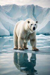 Obraz premium Polar Bear Standing on All Fours on Top of an Iceberg