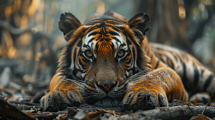 Earth Day or World Wildlife Day concept. near extinction tiger , leopard, lion , Save our planet,...