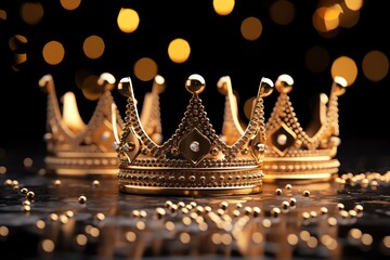 a group of gold crowns - obrazy, fototapety, plakaty