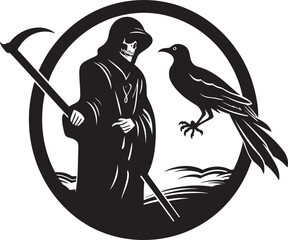 Wings of Eternity Crow Icon Design Corvus Call Death Symbol Emblem
