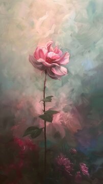 Impressionist painting of a pink flower