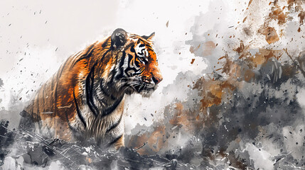Earth Day or World Wildlife Day concept. near extinction tiger , leopard, lion , Save our planet, protect green nature and endangered species, biological diversity theme	
