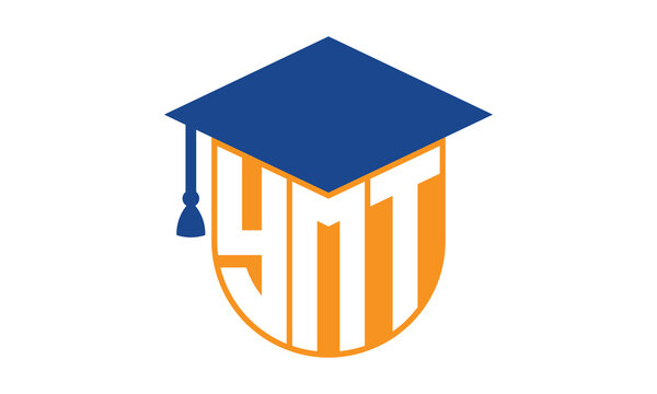 YMT initial letter academic logo design vector template. school college logo, university logo, graduation cap logo, institute logo, educational logo, library logo, teaching logo, book shop, varsity
