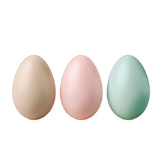 A collection of various eggs, including white and brown ones, isolated on a transparent background. PNG
