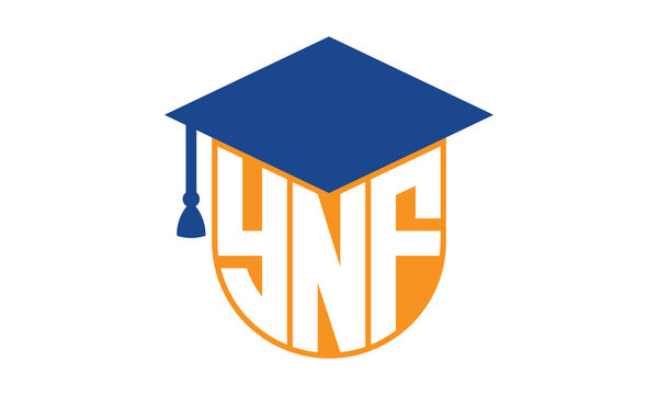 YNF initial letter academic logo design vector template. school college logo, university logo, graduation cap logo, institute logo, educational logo, library logo, teaching logo, book shop, varsity