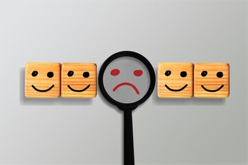Customer dissatisfaction client, sad faces