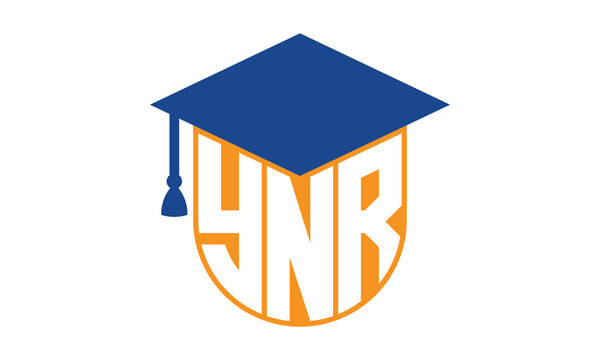 YNR initial letter academic logo design vector template. school college logo, university logo, graduation cap logo, institute logo, educational logo, library logo, teaching logo, book shop, varsity