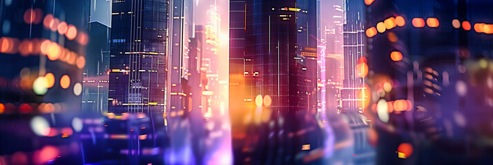 Urban Nightscape: A City Illuminated with Neon Lights, Reflecting the Dynamic Energy and Futuristic Appeal of Urban Life