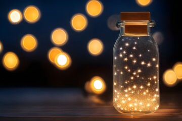 lights in the clear glass bottle