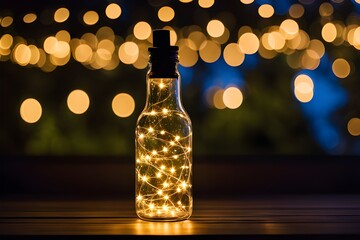 lights in the clear glass bottle