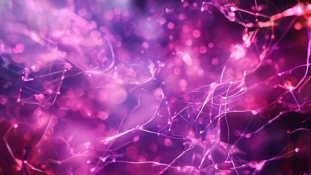 Swirling deep pink and purple storm clouds, illuminated by vivid lightning bolts streaking across the night sky. Thunder rumbles and electricity fills the air. 